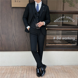 英伦修身男士二粒扣纯色西服三件套新郎伴郎礼服套装SJT912-P265，男装西服，电商C308