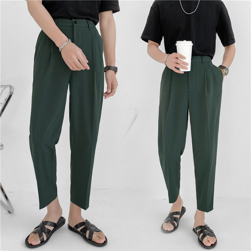 轻熟风微宽时尚休闲裤阔版纯色九分西裤K15-P65，男装西裤，电商C308