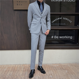 英伦修身男士二粒扣纯色西服三件套新郎伴郎礼服套装SJT912-P265图片