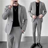 轻熟风ins秋冬韩版修身男士休闲西服纯色西服套装LJT830-P205，男装西服套装，电商C308