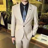 秋冬款英伦韩版修身男士商务休闲纯色西服外套军绿色X888-P150，男装西服，电商C308