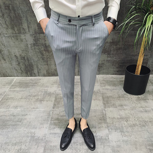 春夏款 休闲裤男 商务条纹男士西裤 男式修身九分裤K107-P65图片