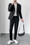 ins轻熟风韩版修身男士休闲纯色二粒扣西服套装LJT961-P220，男装西服套装，电商C308