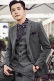 高品质韩版修身格子男士休闲西服三件套新浪套装SJT905-P280，男装西服，电商C308