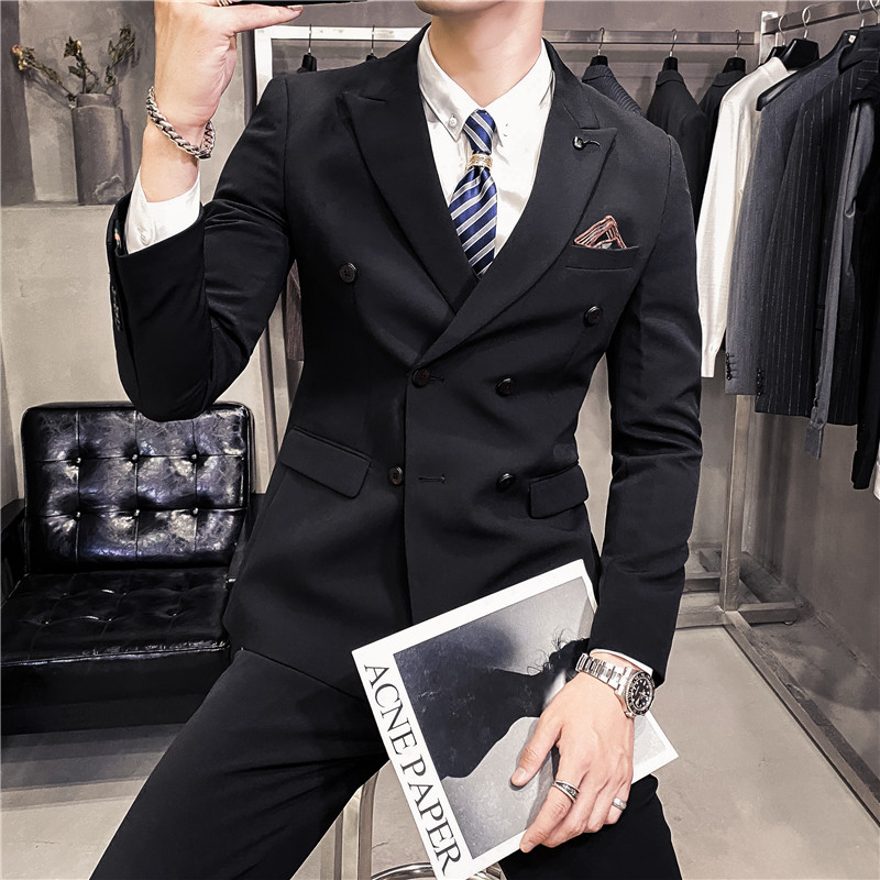 20秋冬款英伦韩版修身男士双排扣西服三件套SJT955A双排扣-P265，男装西服，电商C308