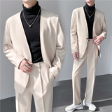 轻熟风ins英伦纯色西服套装阔版宽松休闲小西装TZ27包边-P225，男装西服套装，电商C308
