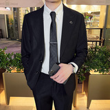 英伦韩版修身男士休闲商务西服套装新郎套装墨绿色LJT889-P230，男装西服套装，电商C308