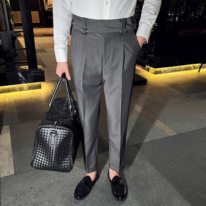 那不勒斯垂直高腰直筒男士西裤 免烫流行纯色休闲长裤F701-P78，男装西裤，电商C308