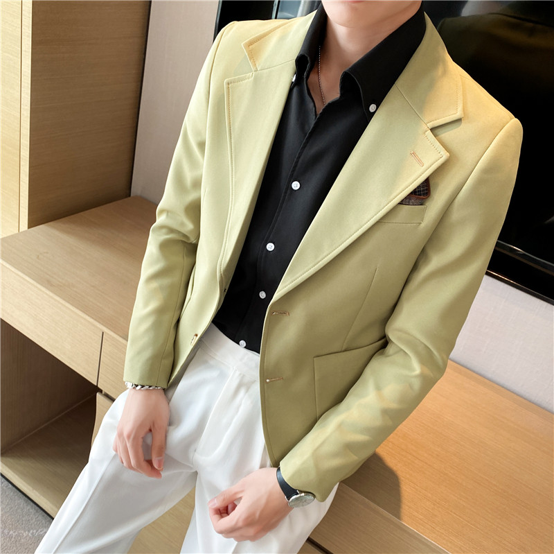 春夏季休闲小西服外套男高级感韩版修身英伦痞帅单西装X01-P155,男装西服套装,电商C308