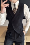 英伦商务韩版修身男士V领马甲新郎伴郎双排扣小马甲MJ890-P70，男装背心/马甲，电商C308