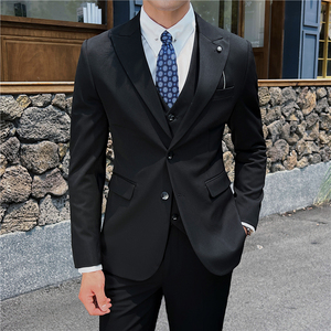 英伦修身男士二粒扣纯色西服新郎伴郎礼服外套X912-P135图片