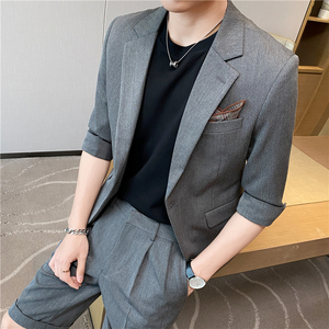 高级感休闲中袖小西服外套 韩版修身英伦潮男痞雅单西装 X04-P145，男装西服套装，电商C308