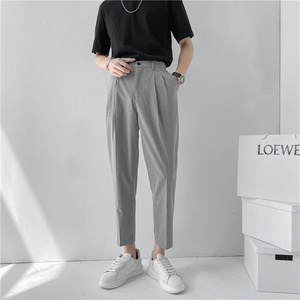 春夏轻熟风微宽时尚休闲裤 阔版条纹小脚九分西裤 K13-P65，男装西裤，电商C308