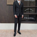 英伦修身男士二粒扣条纹西服三件套新郎伴郎礼服套装SJT918-P300，男装西服，电商C308