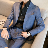 痞帅高级感纯色休闲二粒扣小西服+英伦时尚九分西裤套装TZ05-P225，男装西服，电商C308