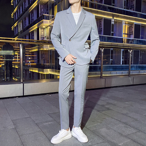 高质量男性西装 轻熟风韩版修身休闲男士西服套装LJT830斜扣-P220图片