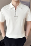 男士休闲polo衫t恤潮流修身翻领半袖polo衫黑色F9510-P58，男装T恤，电商C308
