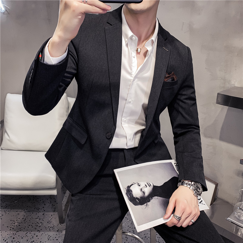 20秋冬款英伦韩风修身男士商务西服套装LJT830-P205,男装西服套装,电商C308