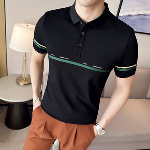 夏季 男士休闲polo衫t恤 潮流修身翻领半袖polo衫黑色C60008-P58图片