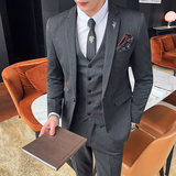 秋冬新款英伦韩版修身休闲商务男士西服三件套装SJT937-P265，男装西服，电商C308