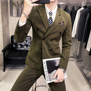 20秋冬款 英伦时尚修身男士双排扣西服三件套 SJT955A双排扣-P265图片