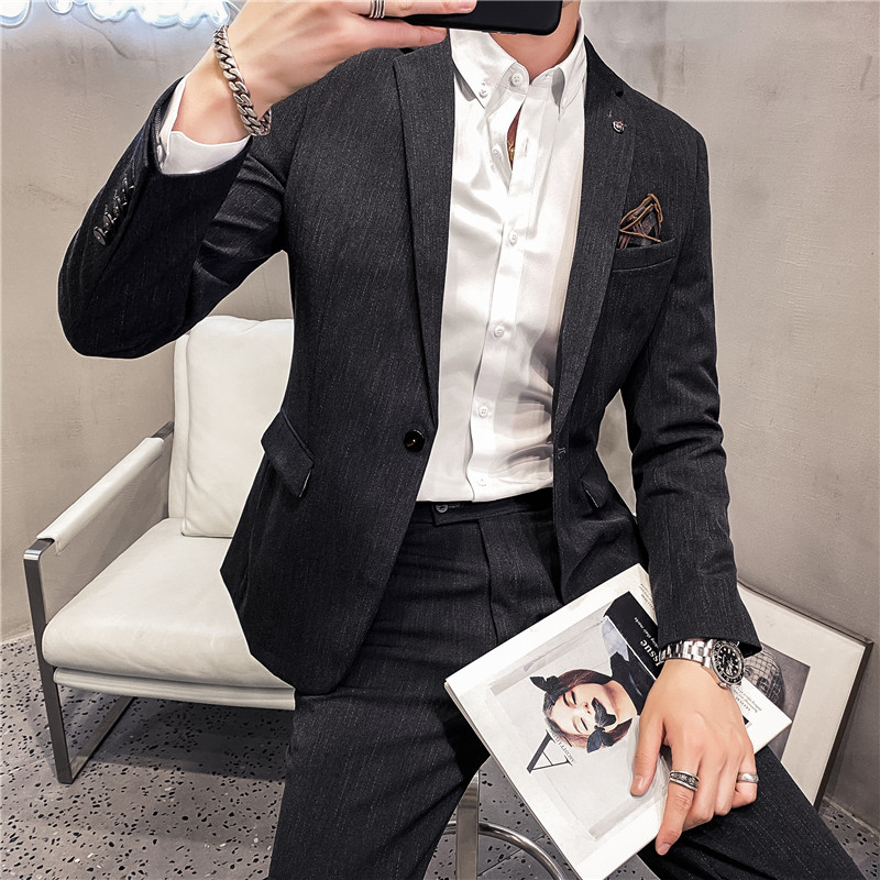 20秋冬款英伦韩风修身时尚商务男士西服套装LJT937-P210，男装西服套装，电商C308