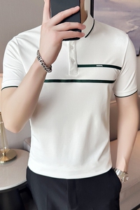 夏季 男士休闲polo衫t恤 潮流修身翻领半袖polo衫米白色F9408-P58图片