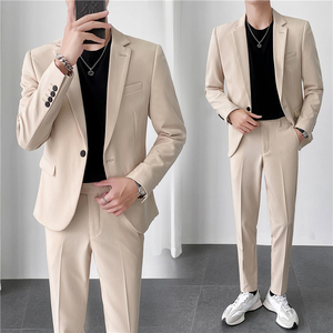 轻熟风ins秋冬韩版修身男士休闲西服纯色西服套装 LJT830-P205图片