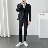 轻熟风ins秋冬韩版修身男士休闲条纹西服三件套装SJT903-P265，男装西服，电商C308