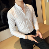 秋冬英伦条纹男士衬衣韩版修身长袖衬衫男C88270-P65，男装衬衫，电商C308