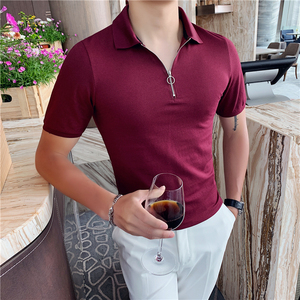 20夏季 韩版男polo衫纯色拉链设计简约翻领短袖气质PL1-P55图片