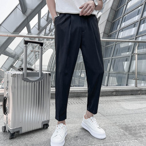 2026春夏輕熟風微寬時尚休閑褲男 闊版純色男士九分西褲 K15-P65，男裝西褲，電商C308