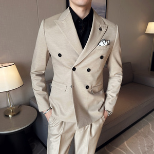 春季 英伦韩版修身纯色双排扣时尚休闲男士西服外套 X891-P155图片
