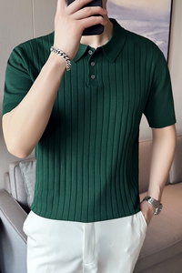 男士休闲polo衫t恤 潮流修身翻领半袖polo衫黑色C72006-P58图片