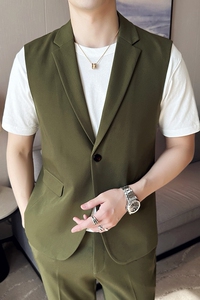 夏款 韩版修身纯色休闲男士无袖西服英伦时尚潮男小西装X40-P120图片