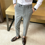 秋冬新款英伦韩版免烫修身西裤男士休闲千鸟格商务长裤K971-P80，男装西裤，电商C308