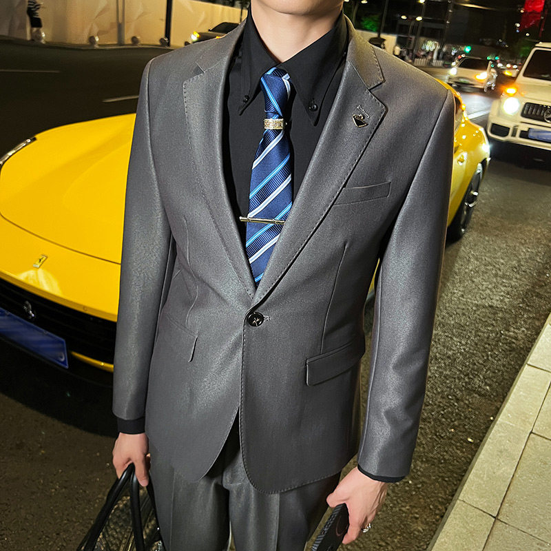 秋冬款英伦韩版修身男士商务休闲纯色西服外套黑色X888-P150,男装西服,电商C308