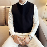 秋冬韩版修身马甲背心毛衣潮流百搭休闲圆领针织衫白色C67003-P70，男装背心/马甲，电商C308