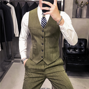 秋冬新款英伦商务韩版修身男士条纹V领马甲MJ10-P60