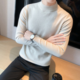 秋冬韩版半高领修身打底衫中领套头纯色针织衫毛衣潮男MY1-P45，男装T恤，电商C308