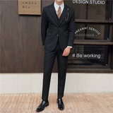 英伦修身男士二粒扣格子西服三件套新郎伴郎礼服套装SJT919-P300，男装西服，电商C308