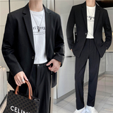 高质量男性西装轻熟风ins英伦宽松条纹休闲西服套装TZ23-P225，男装西服套装，电商C308