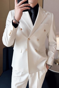 布雷泽 英伦韩版修身纯色双排扣金属纽扣男士西服外套 X890-P155图片