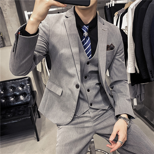 20秋冬款 英伦韩风修身男士商务西服三件套装  SJT830-P265图片