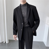 ins轻熟风英伦纯色男士西服阔版宽松休闲小西装外套X27压线-P150，男装西服套装，电商C308