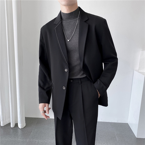 ins轻熟风英伦纯色男士西服 阔版宽松休闲小西装外套X27压线-P150，男装西服套装，电商C308