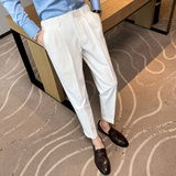 夏季痞雅薄款条纹九分裤男士坠感免烫西裤青年冰凉休闲裤K08-P75，男装西裤，电商C308