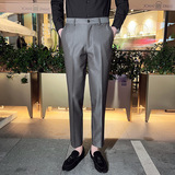 时尚免烫西裤男士韩版修身小脚裤商务休闲西裤长裤米白色K888-P75，男装西裤，电商C308