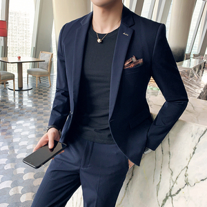 秋冬款 英伦韩版修身男士休闲商务西服套装白色LJT830-P205图片