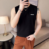 夏季男士潮流纯色圆领字母T恤英伦流行无袖男士体恤B7730-P43，男装T恤，电商C308